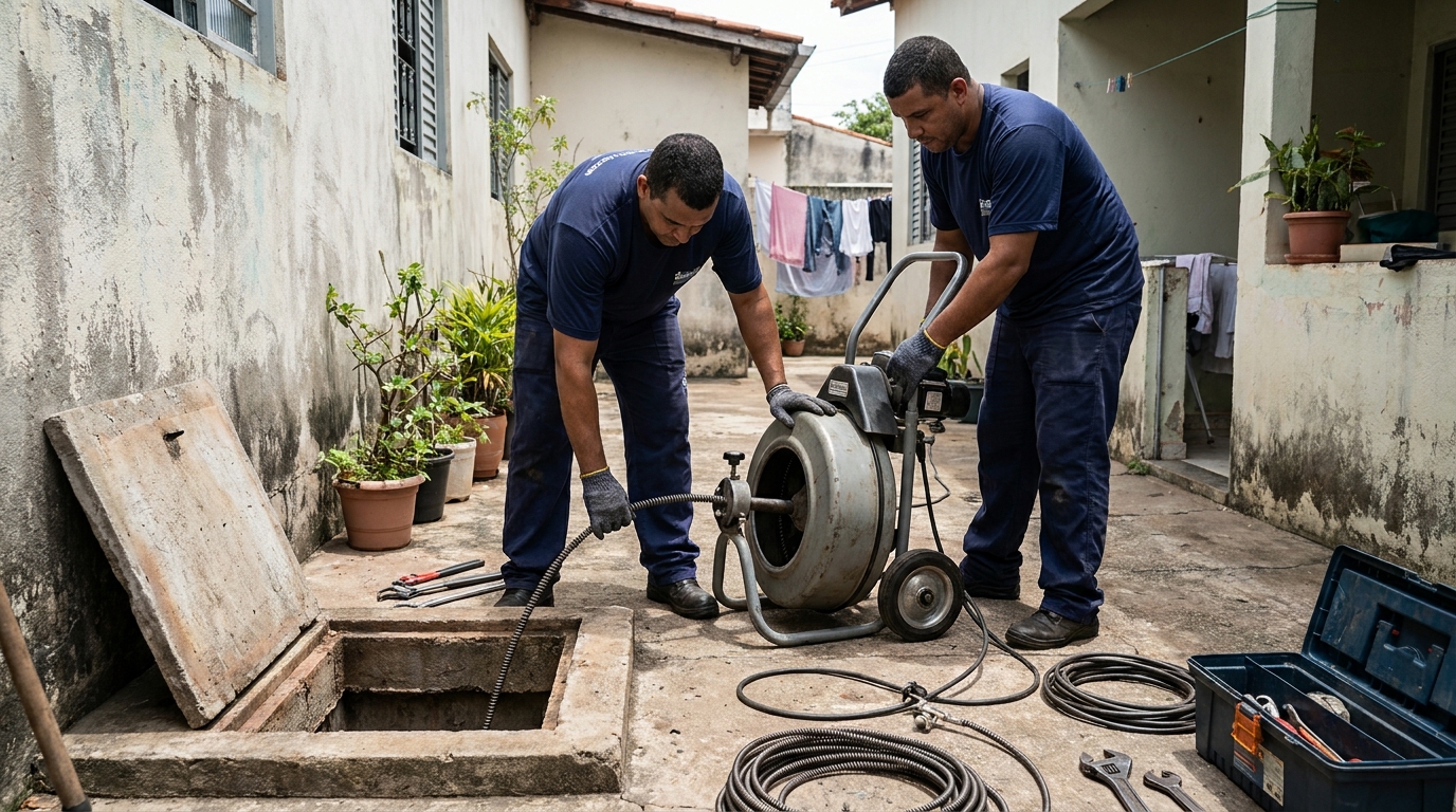 Desentupimento de Coluna Sanitária em Uberaba‑MG
